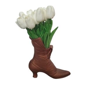 Vintage Bronze Copper Heeled Cowboy Boot Vase Decor